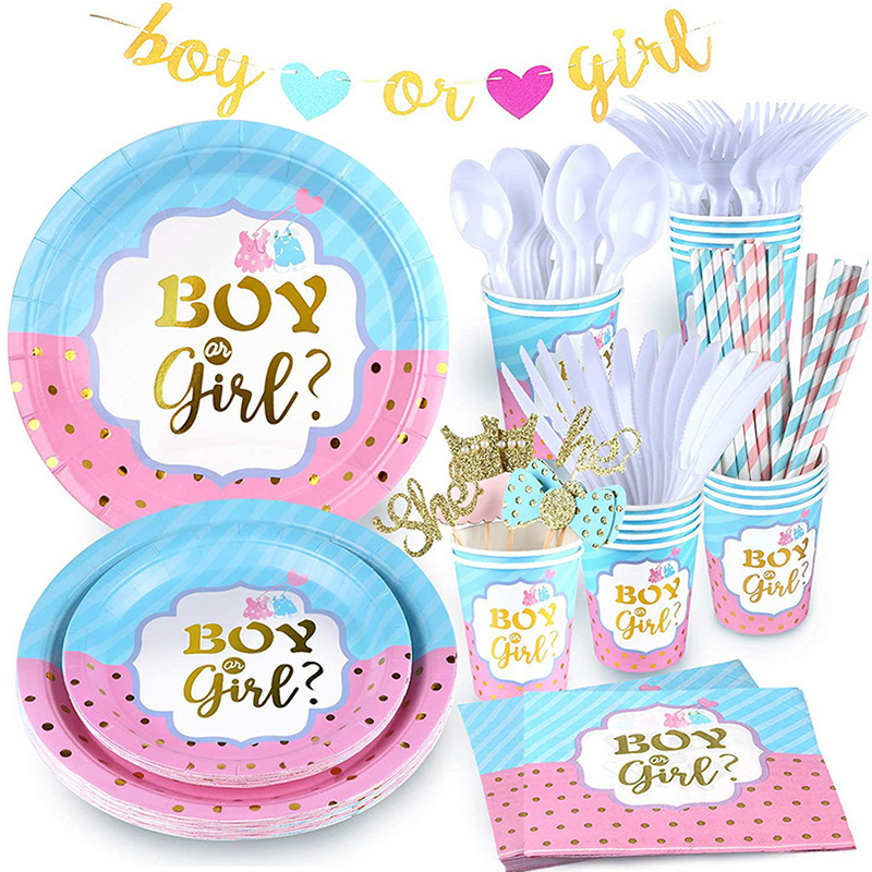 Palmy  Boy and Girl Baby Shower Party Supplies Paper Dinnerware Sets Baby Birthday Party Plate Set paper tableware set