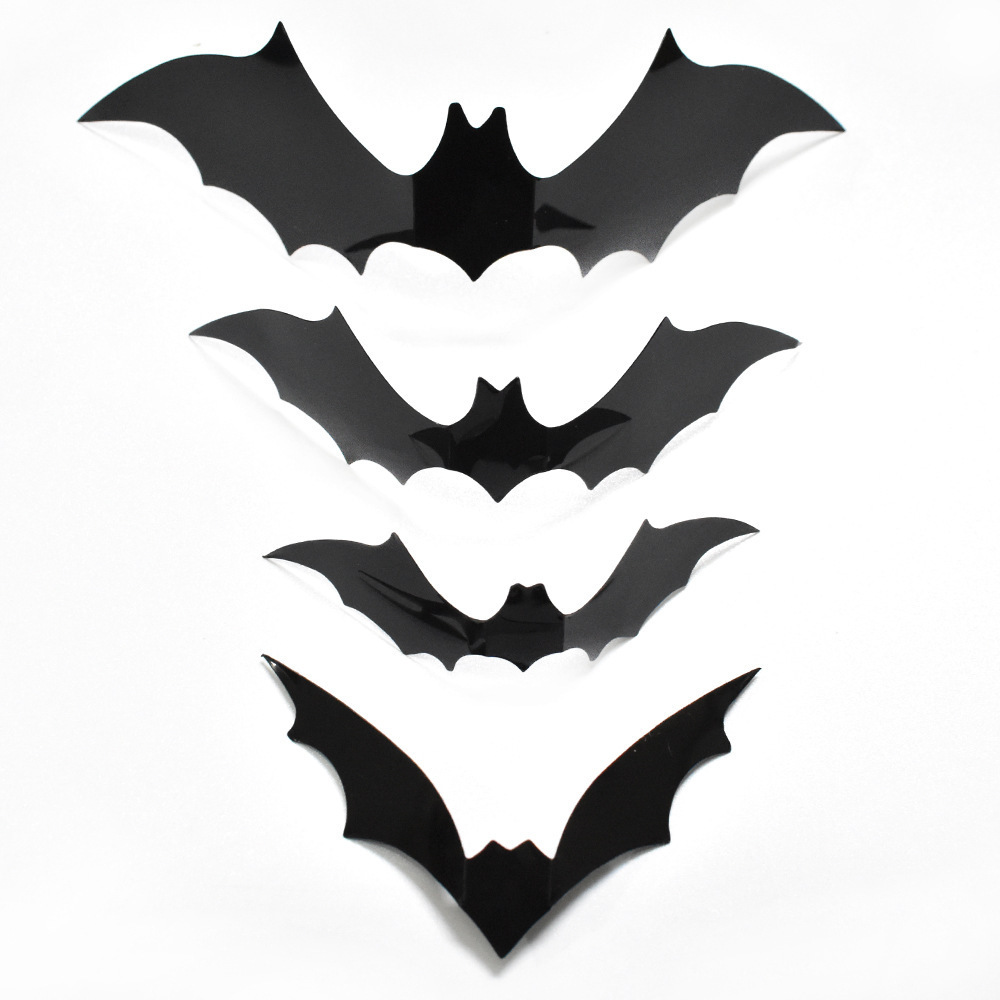 Palmy 12Pcs Black 3D PVC Bat Wall Stickers Halloween Decoration Sticker for Home Decor Party Kids Room Living Room Wall