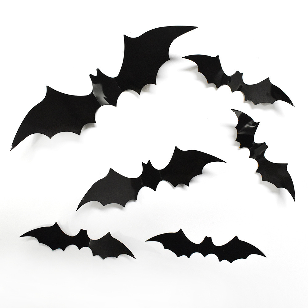 Palmy 12Pcs Black 3D PVC Bat Wall Stickers Halloween Decoration Sticker for Home Decor Party Kids Room Living Room Wall