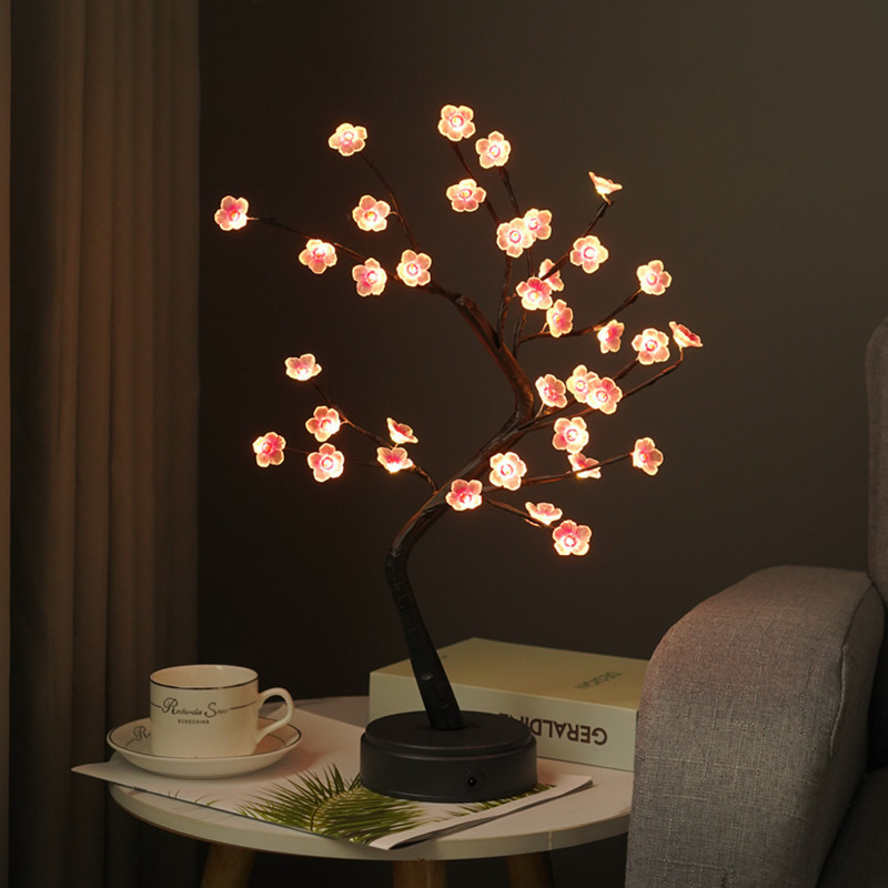 Palmy Battery Powered 60cm Desk Thanksgiving Christmas Autumn Maple Tree Decoration Supplies 24 LED Light Artificial Tree