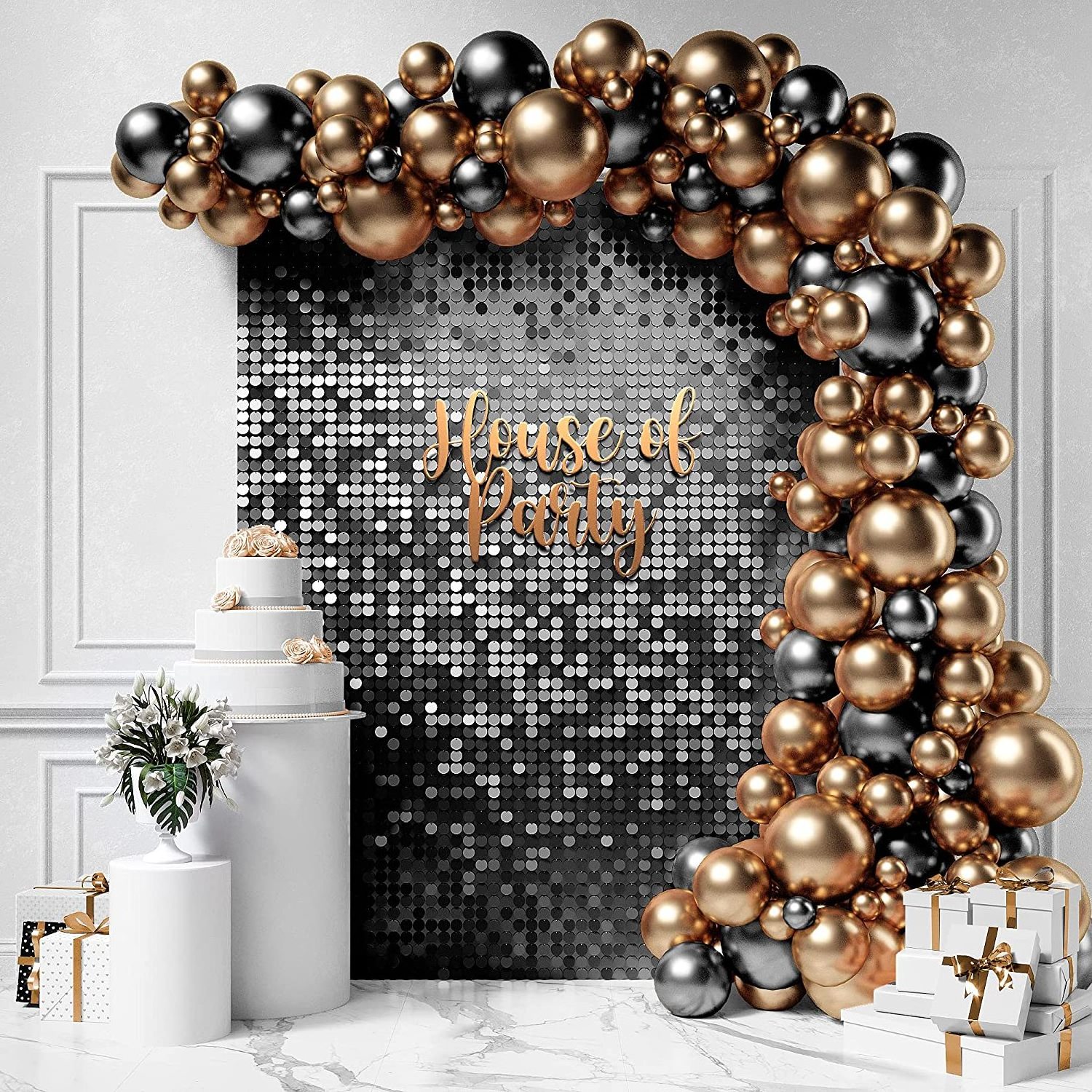 Palmy Wedding Backdrop Decorations Shiny Sign Background Walls Shimmer Sequin Wall Panel shimmer wall panels silver for Party