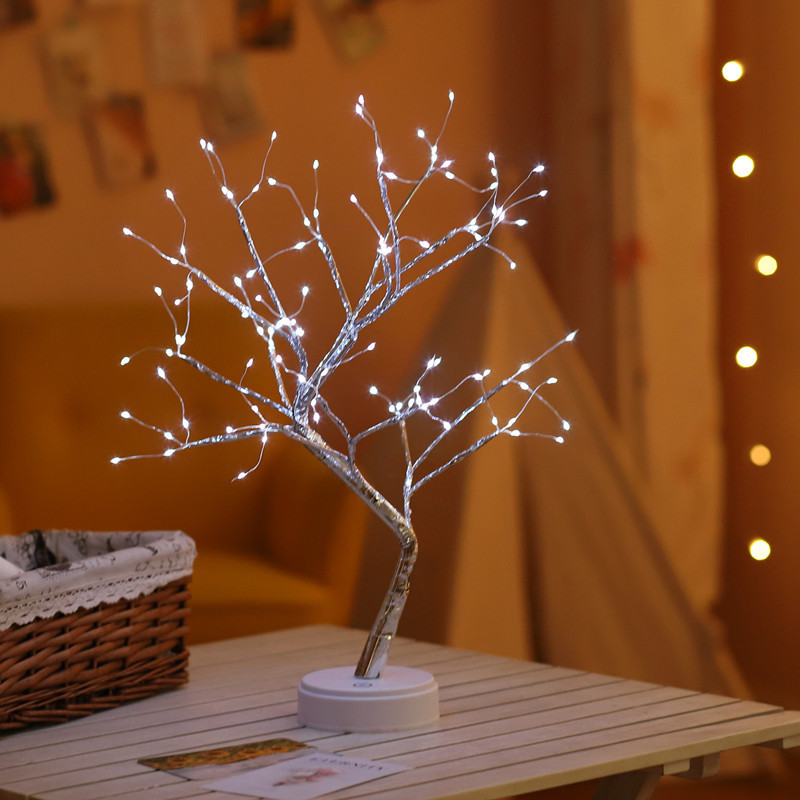 Palmy Battery Powered 60cm Desk Thanksgiving Christmas Autumn Maple Tree Decoration Supplies 24 LED Light Artificial Tree