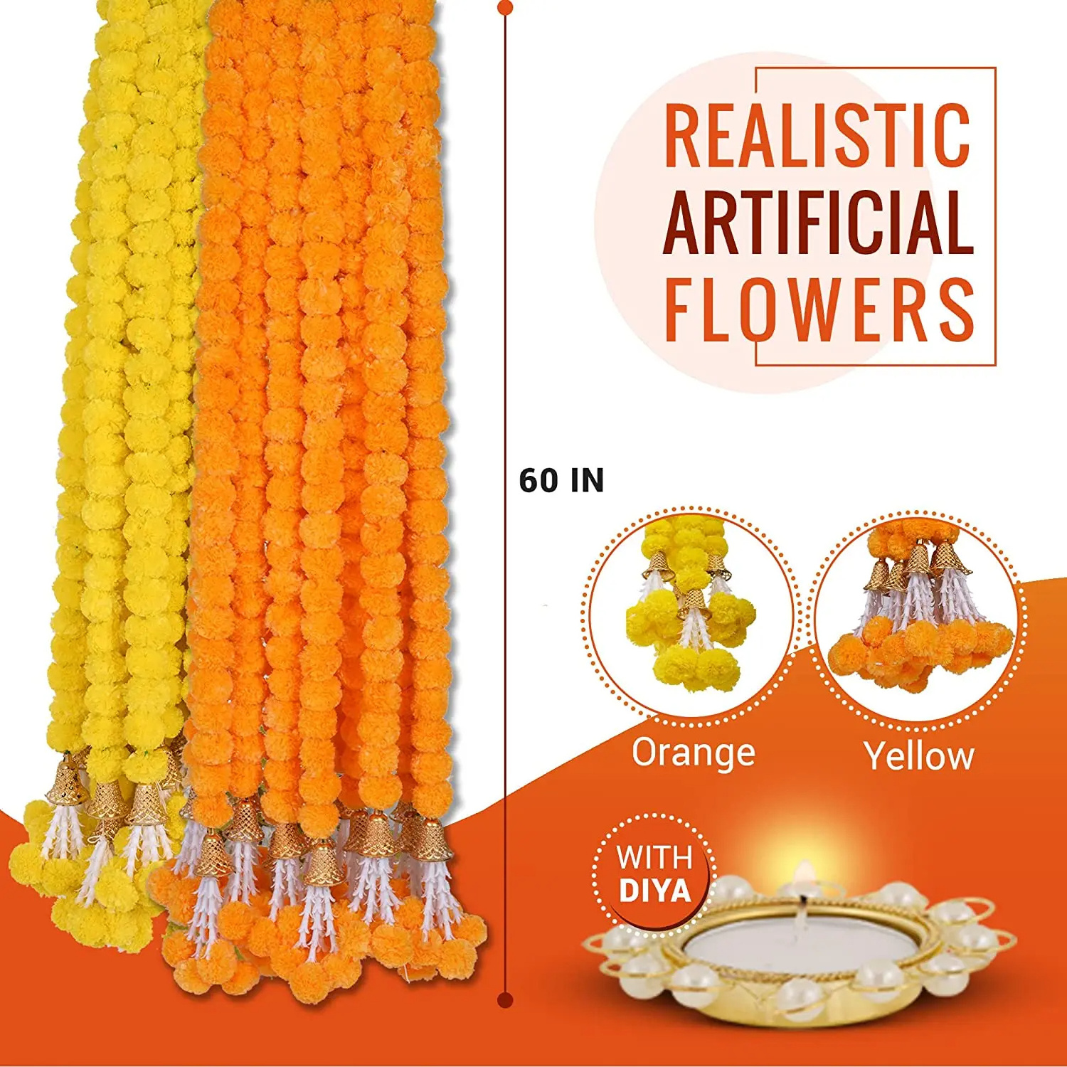 Palmy Mexican Fiesta Day Of The Dead String Indian Festival Wedding Flowers Diwali Decoration Artificial Marigold Flower Garland