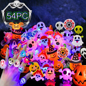 Palmy Halloween Pumpkin Led Ring For Halloween Party Supplies Favors Blinking Soft Jelly Rubber Luminous Flash Finger Ring Toys