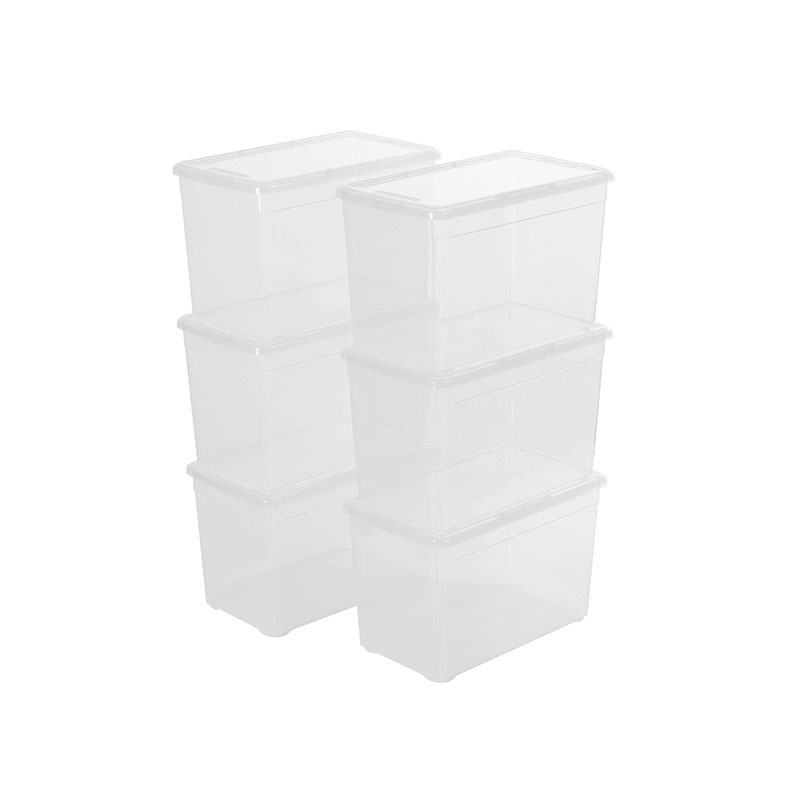 Merryart Stackable House Organizer Boxes Clear Storage Baskets for Organizing Shoes Closet Home Office clear shoe box