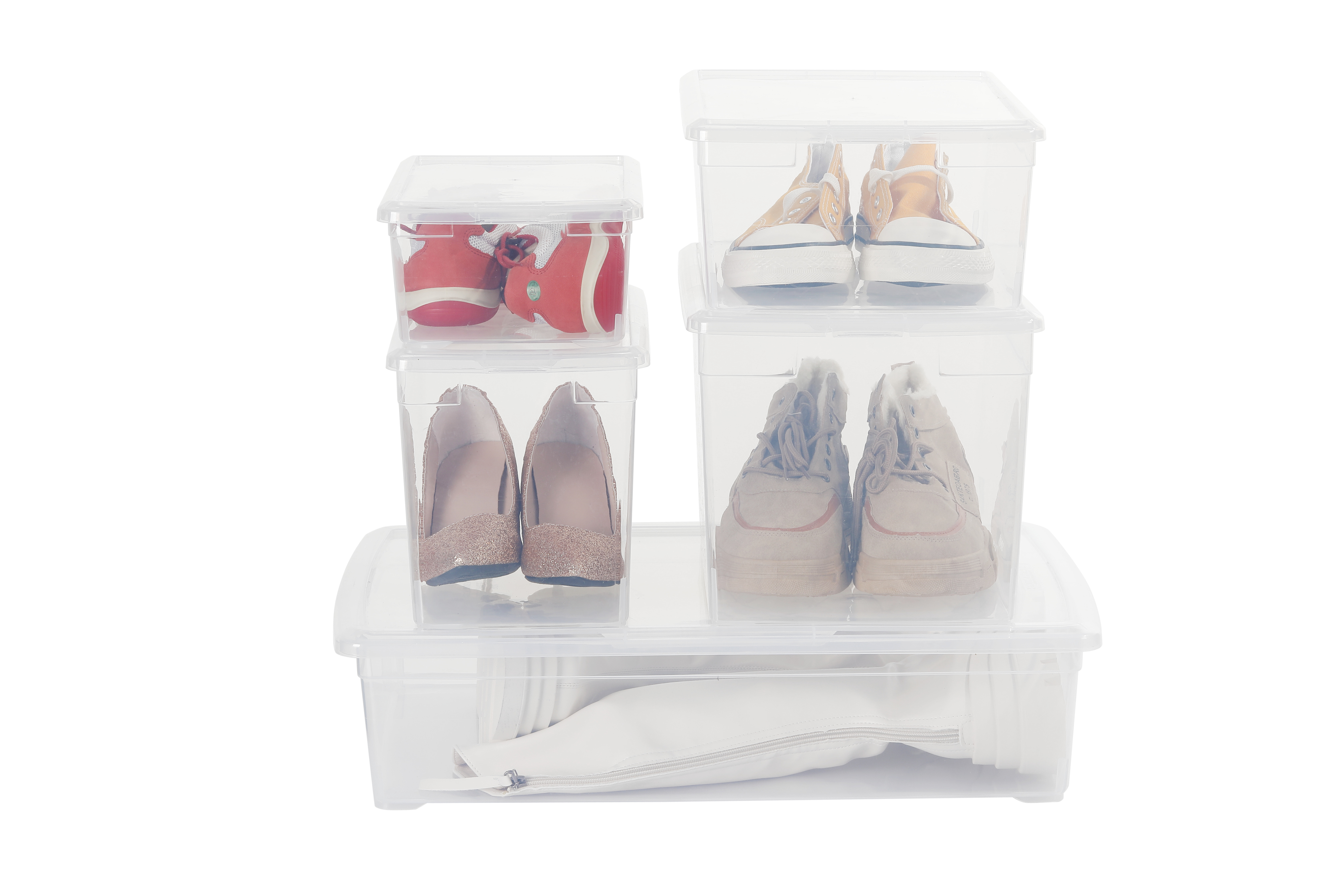 Merryart Variety Pack Storage Totes Durable plastic box storages stackability for Shoes Accessories and Closet