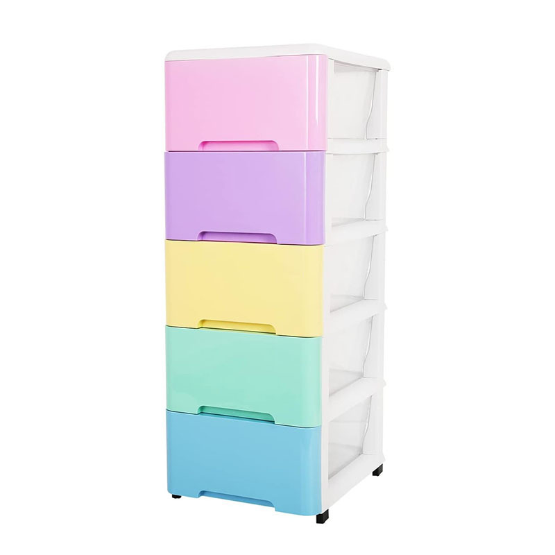 Merryart PP 5 Tier Movable Plastic drawers for clothes craft cabinet storages kids storage cabinet for clothes books snacks toys