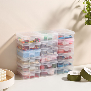 Merryart craft stackable clear small containers see through multifunctional storage box desktop plastic box with Latching Lid