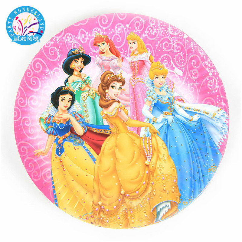 Children's birthday party decorations girls princess pattern printing disposable paper plate party supplies associative set