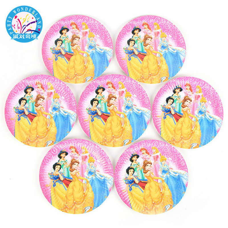 Children's birthday party decorations girls princess pattern printing disposable paper plate party supplies associative set