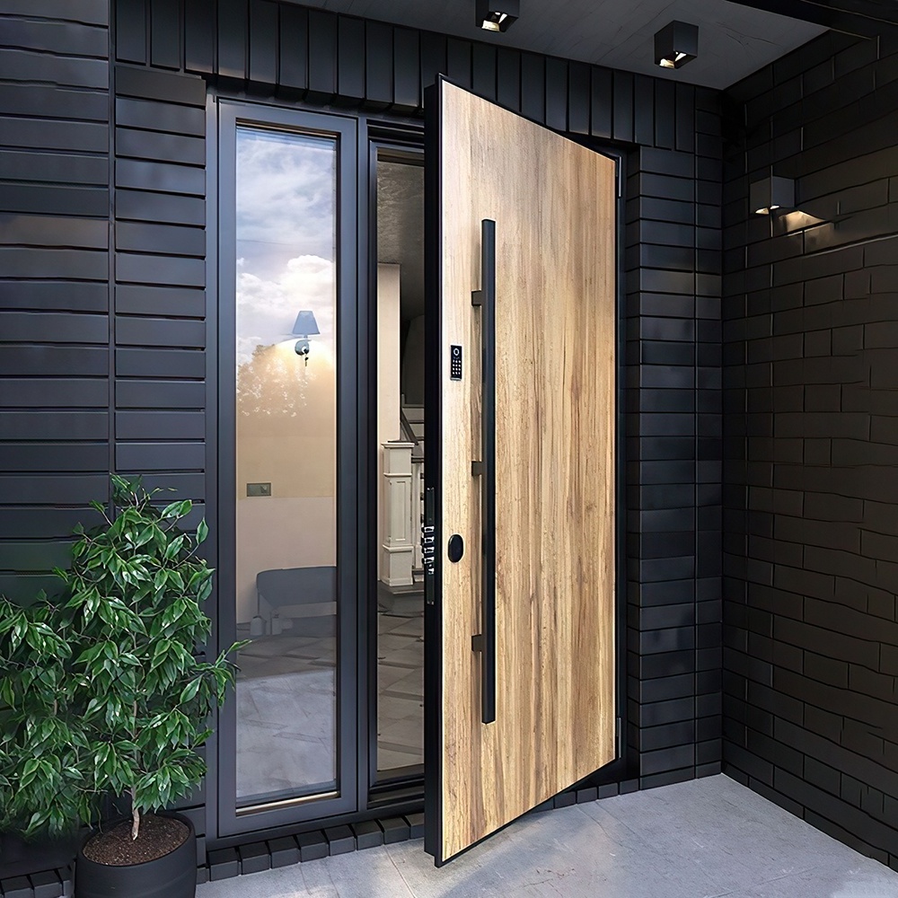 Modern Casting Aluminum Glass Soundproof weather resistance Pivot Front Entrance Doors