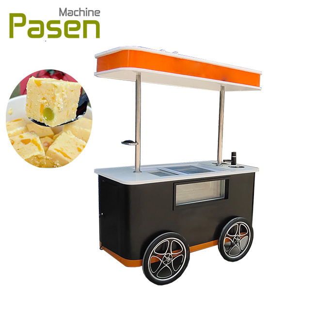 Gelato stand cart Gelato vending food cart Fry ice cream roll cart