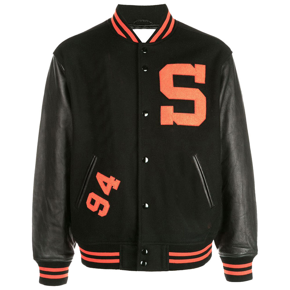 Superb Quality Black Leather Sleeves Varsity Jacket High Quality Bright Color Men Wear Varsity Jacket BY PASHA INTERNATIONAL