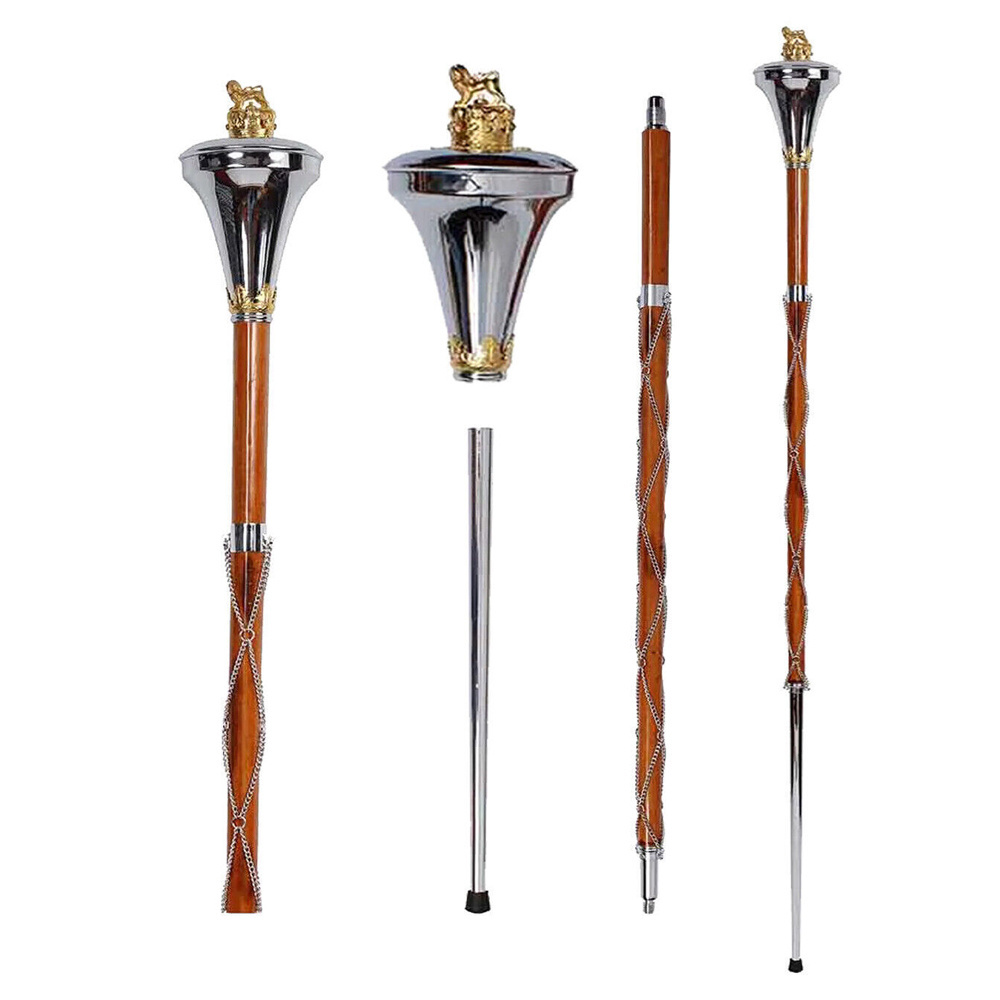 Drum Major Mace Stave Stick Flat Head Gold Crowned Lion In 3 Part Mace & Case Musical Instruments BY PASHA INTERNATIONAL