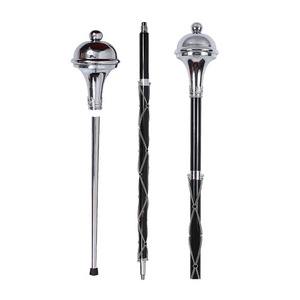 Standard And Long Musical Drum Major Mace Stave Plain Head Ball In Black Color 3 Parts Drum Major Maces BY PASHA INTERNATIONAL