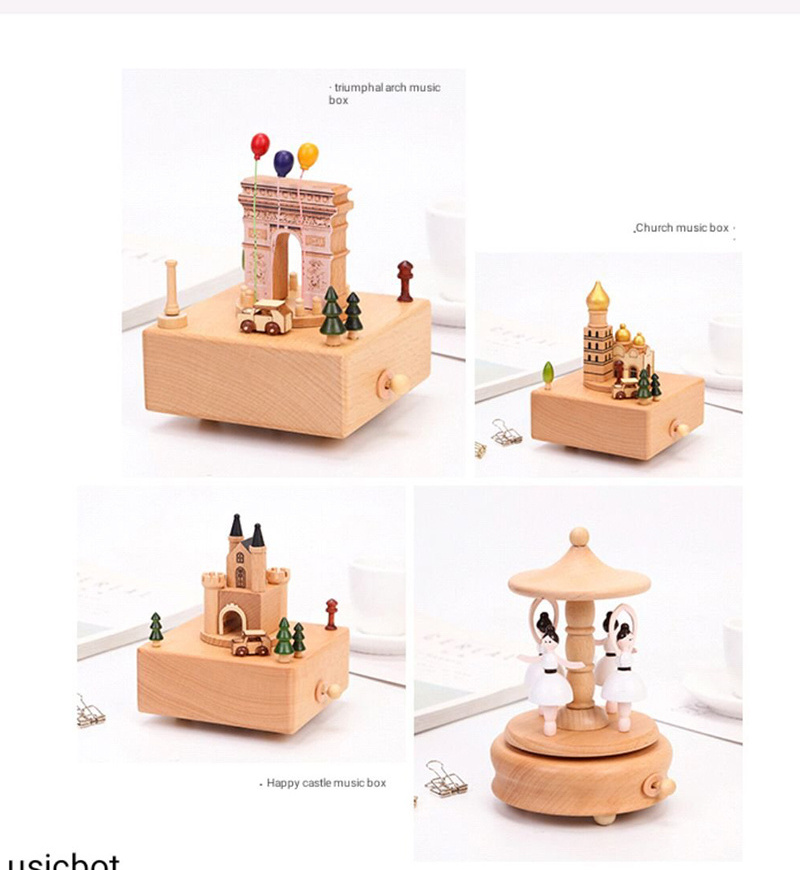 Birthday gift  roller coaster wooden music box carousel music box