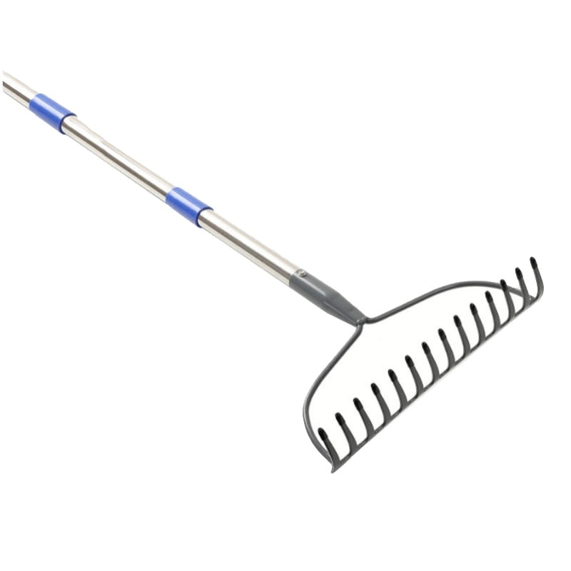 14 Tines Grass Rake Garden With Stainless Steel Adjustable Pole Handle Weeding Rake