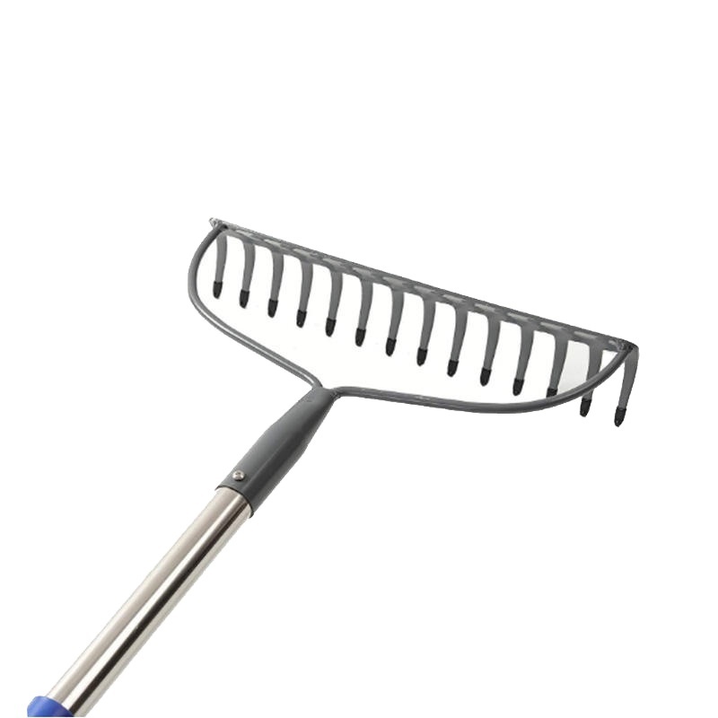 14 Tines Grass Rake Garden With Stainless Steel Adjustable Pole Handle Weeding Rake