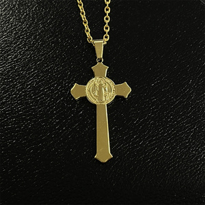 PASIRLEY Retro Men Celtic Cross Pendant Stainless Steel 18k Gold Crescent Charm Princess Crown Pendant Punk Crucifix Jewelry