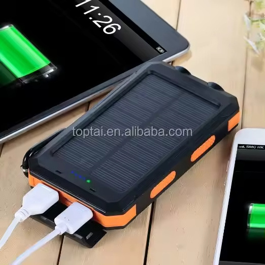 Factory Outlet Waterproof Power Bank 8000Mah Waterproof Solar Double Led Torches And Compass Powerbank Power Banks