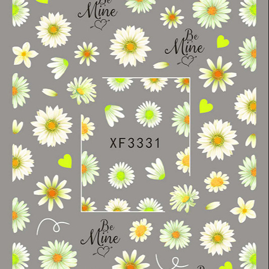 26 Designs Fashion Spring Summer Series Little Daisy Flower Nail Stickers for Girls DIY Nail Art Decals Supplies DIY