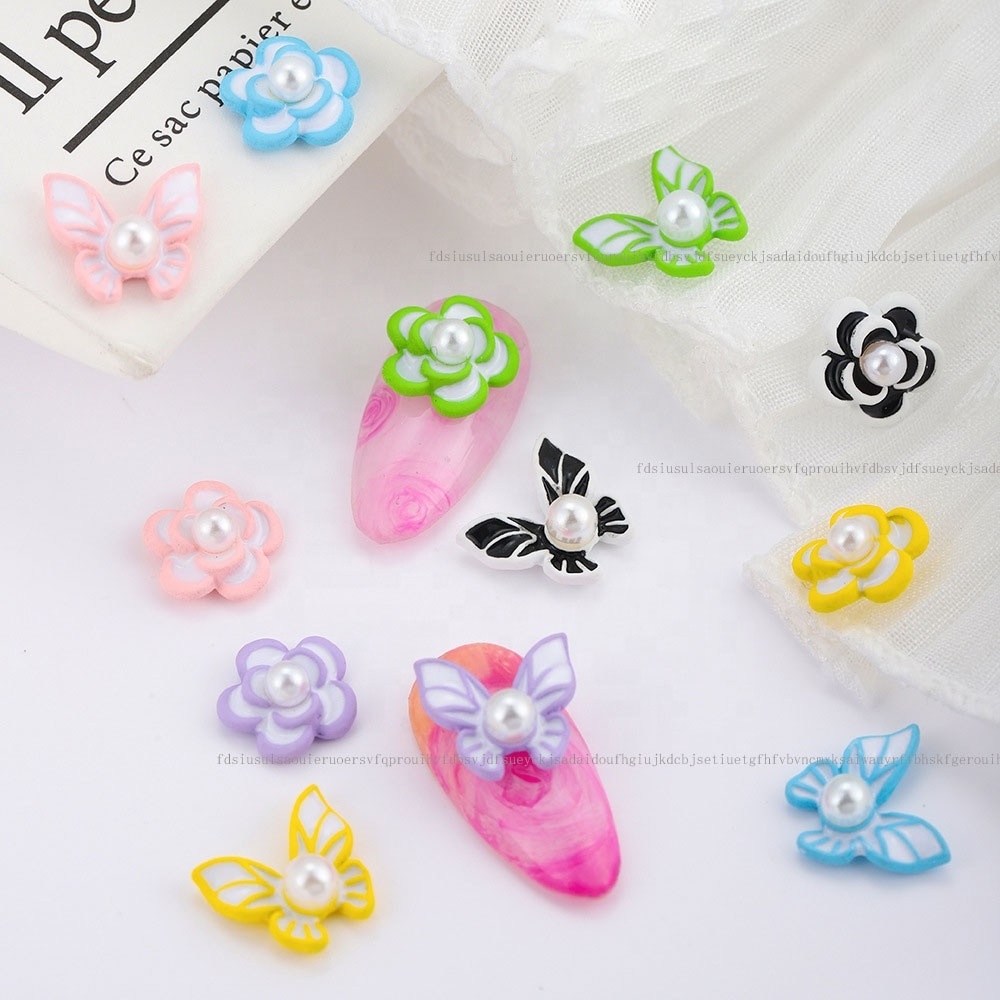 Paso Sico Popular Manicure Accessories Candy Sumer Colors Flowers Butterfly Alloy 3D Nail Design Charms DIY