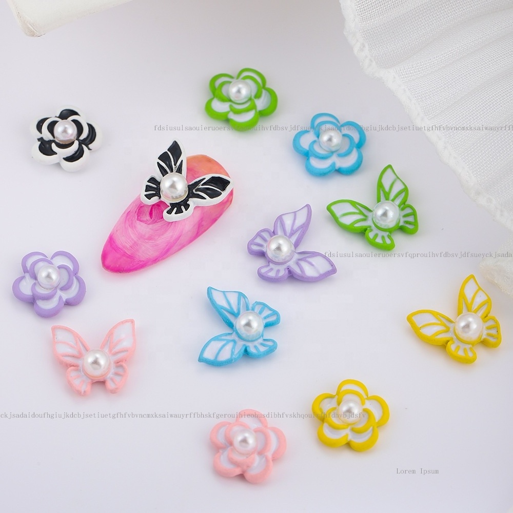 Paso Sico Popular Manicure Accessories Candy Sumer Colors Flowers Butterfly Alloy 3D Nail Design Charms DIY