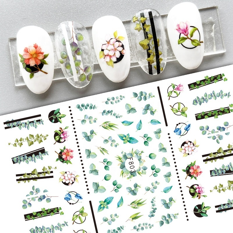 Paso Sico Spring Summer Factory Wholesale Price Fall Leaf Holiday Nail Art Sticker Decals for Girls Finger Decoration DIY