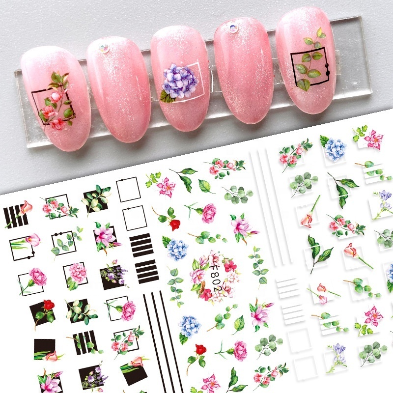 Paso Sico Spring Summer Factory Wholesale Price Fall Leaf Holiday Nail Art Sticker Decals for Girls Finger Decoration DIY