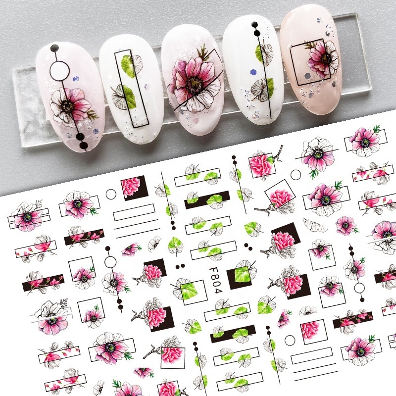 Paso Sico Spring Summer Factory Wholesale Price Fall Leaf Holiday Nail Art Sticker Decals for Girls Finger Decoration DIY