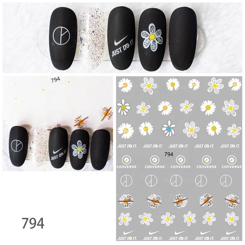 Paso Sico Small Daisy Cartoon Foil 3D Simple Smile Pattern Nail Stickers for DIY Holiday Manicure Design Nail Art Decals Foil DIY