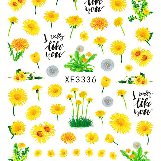 26 Designs Fashion Spring Summer Series Little Daisy Flower Nail Stickers for Girls DIY Nail Art Decals Supplies DIY