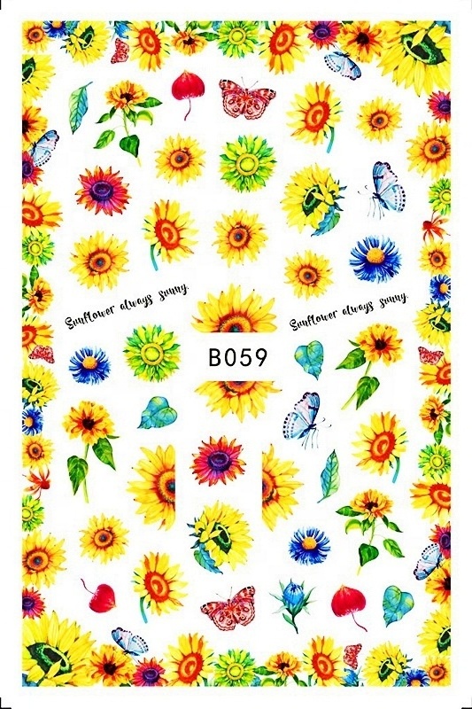 Paso Sico Sunflower Golden Colors Holiday Summer Design Cartoon Nail Art Stickers for DIY 3D Creative Decoration DIY