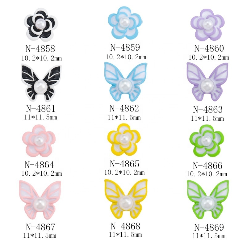 Paso Sico Popular Manicure Accessories Candy Sumer Colors Flowers Butterfly Alloy 3D Nail Design Charms DIY