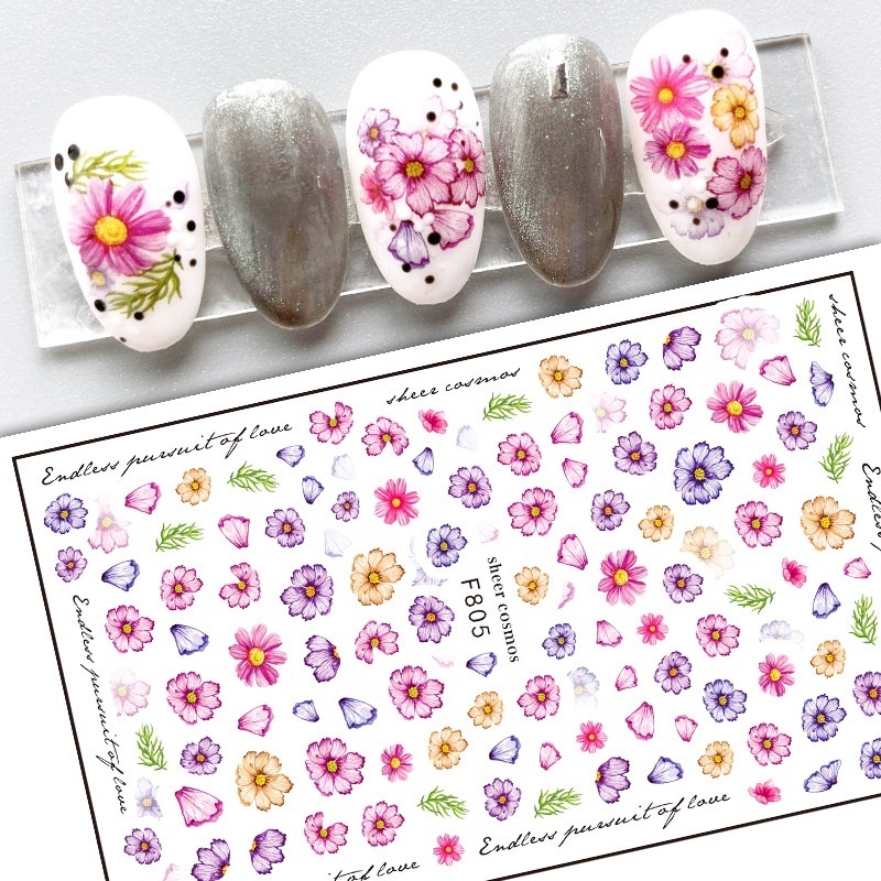 Paso Sico Spring Summer Factory Wholesale Price Fall Leaf Holiday Nail Art Sticker Decals for Girls Finger Decoration DIY