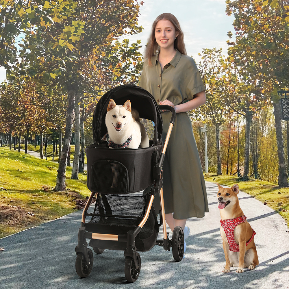 4 Wheel Dog Stroller for Large Dog Foldable Travel Carriage Quick Installation Pet Stroller Wheeled Pet Carrier