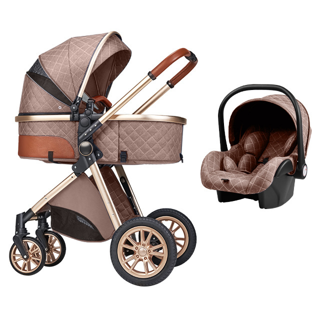 Newborn Gifts Items Aluminum Frame Stroller and Car Seat in One Baby Strollers