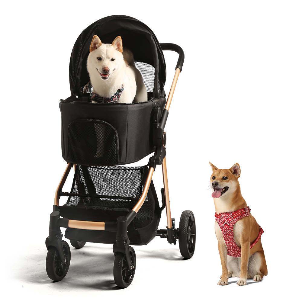 Dog Bike Trailer Breathable Mesh Dog Cart Folding Pet Carrier 10 Inch Wheels Bicycle Carrier for Medium and Small Sized Dogs