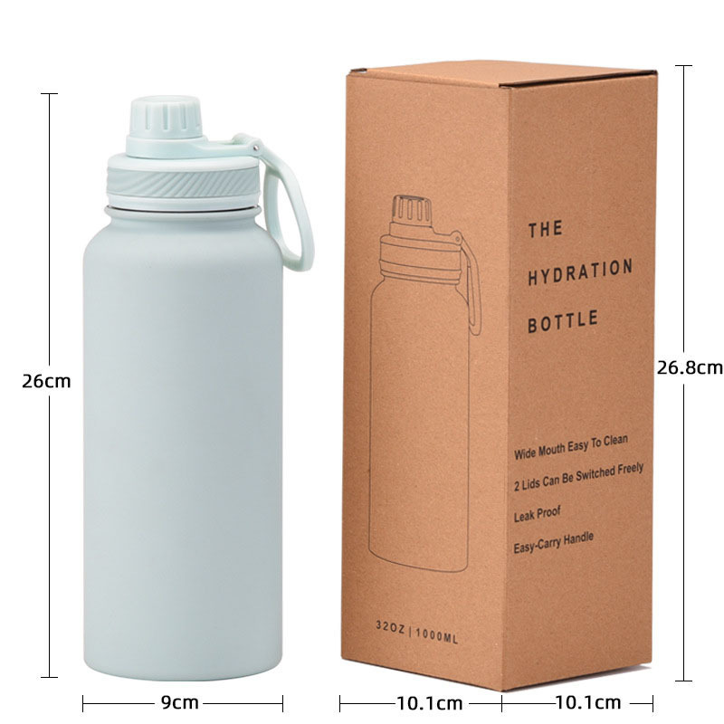 800ml Insulated Water Bottle Vacuum Stainless Steel Water Bottle with Straw & Leak Proof chug lid for hiking