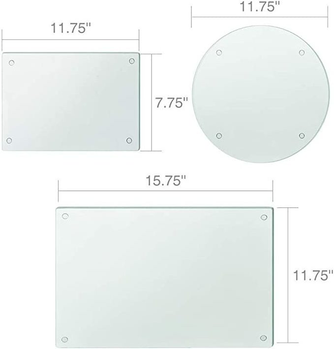 Clear Heat Resistant Tempered Glass Cutting Board and Non-Slip Glass Trays for Kitchen Countertop