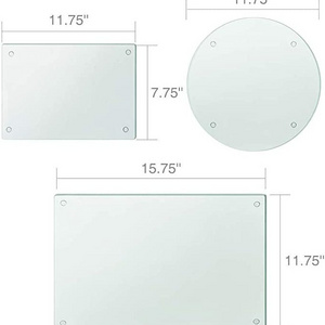 Clear Heat Resistant Tempered Glass Cutting Board and Non-Slip Glass Trays for Kitchen Countertop