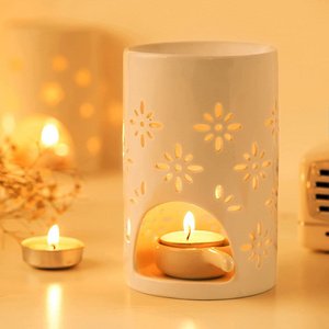 White Aroma Essential Oil Burners Ceramic Wax Melt Burners Candle Tealight Holder for Aroma Oil