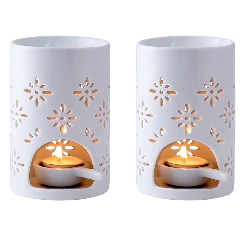 White Aroma Essential Oil Burners Ceramic Wax Melt Burners Candle Tealight Holder for Aroma Oil