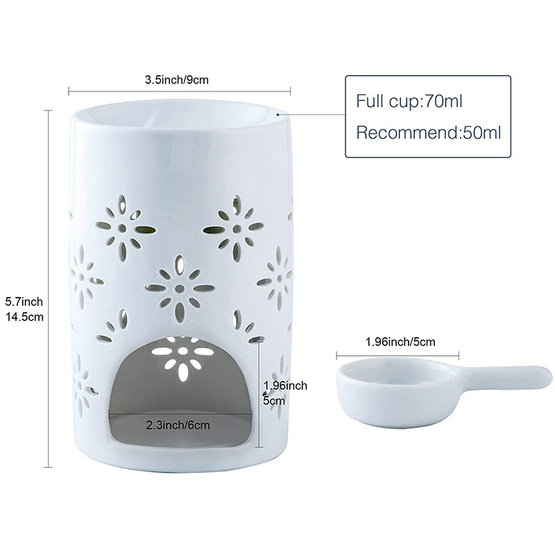 White Aroma Essential Oil Burners Ceramic Wax Melt Burners Candle Tealight Holder for Aroma Oil