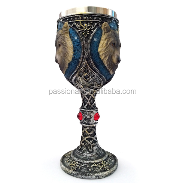 3D wolf head Stainless Steel Liner wolf king diamond spirit cup wine cup goblet