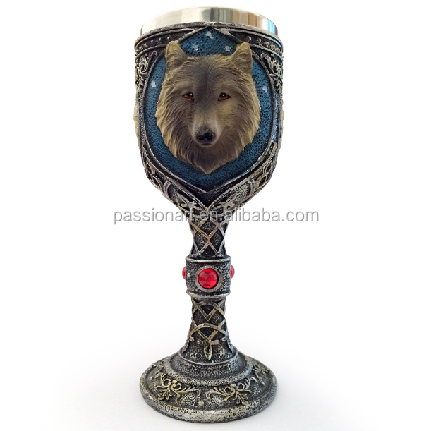 3D wolf head Stainless Steel Liner wolf king diamond spirit cup wine cup goblet