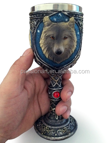 3D wolf head Stainless Steel Liner wolf king diamond spirit cup wine cup goblet