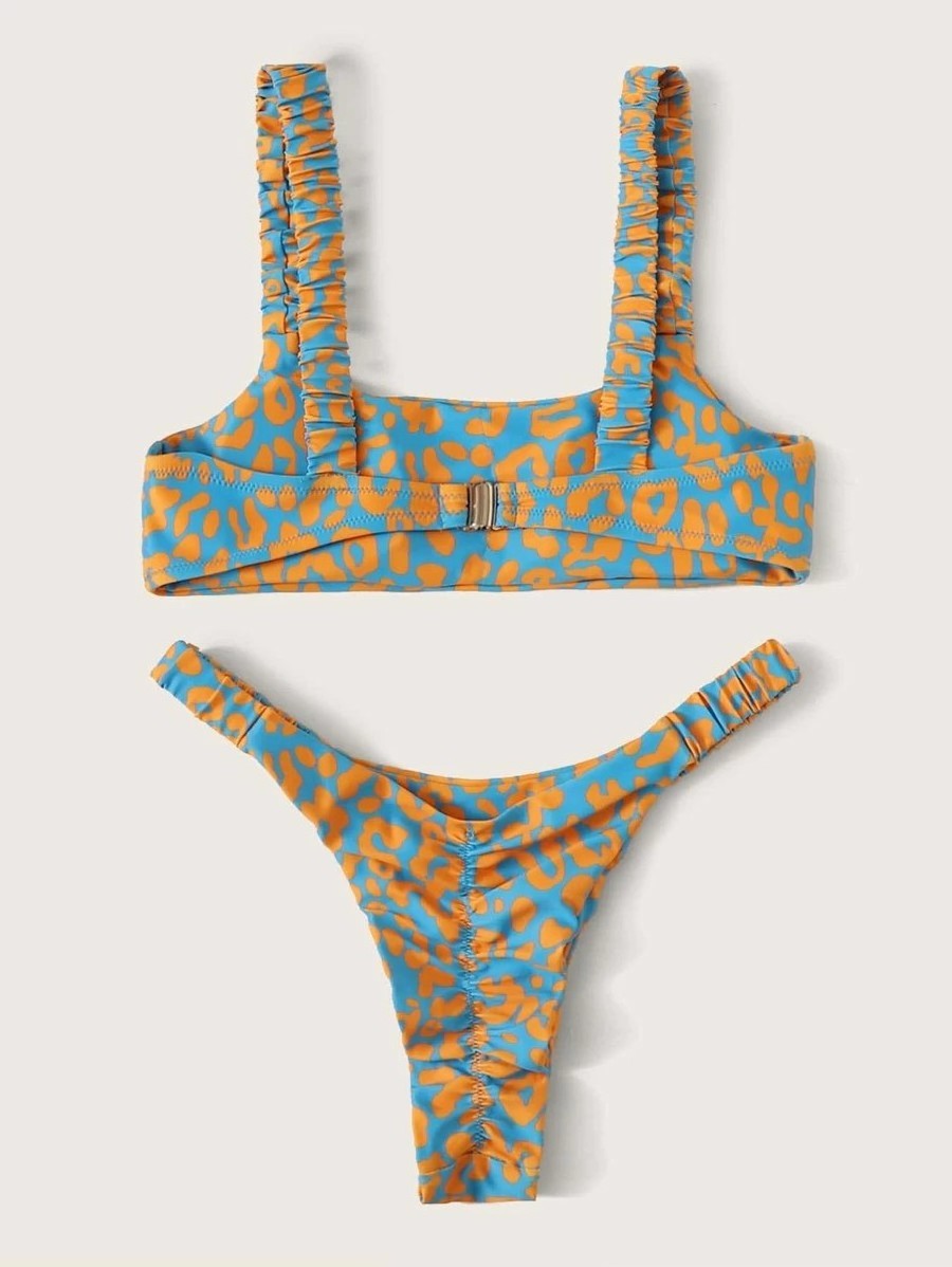 Sexy Micro Bikini 2023 Women Orange Leopard Push Up Padded Thong Swimsuit Female Cut Out Bathing Suit Swimwear Trajes De Banno