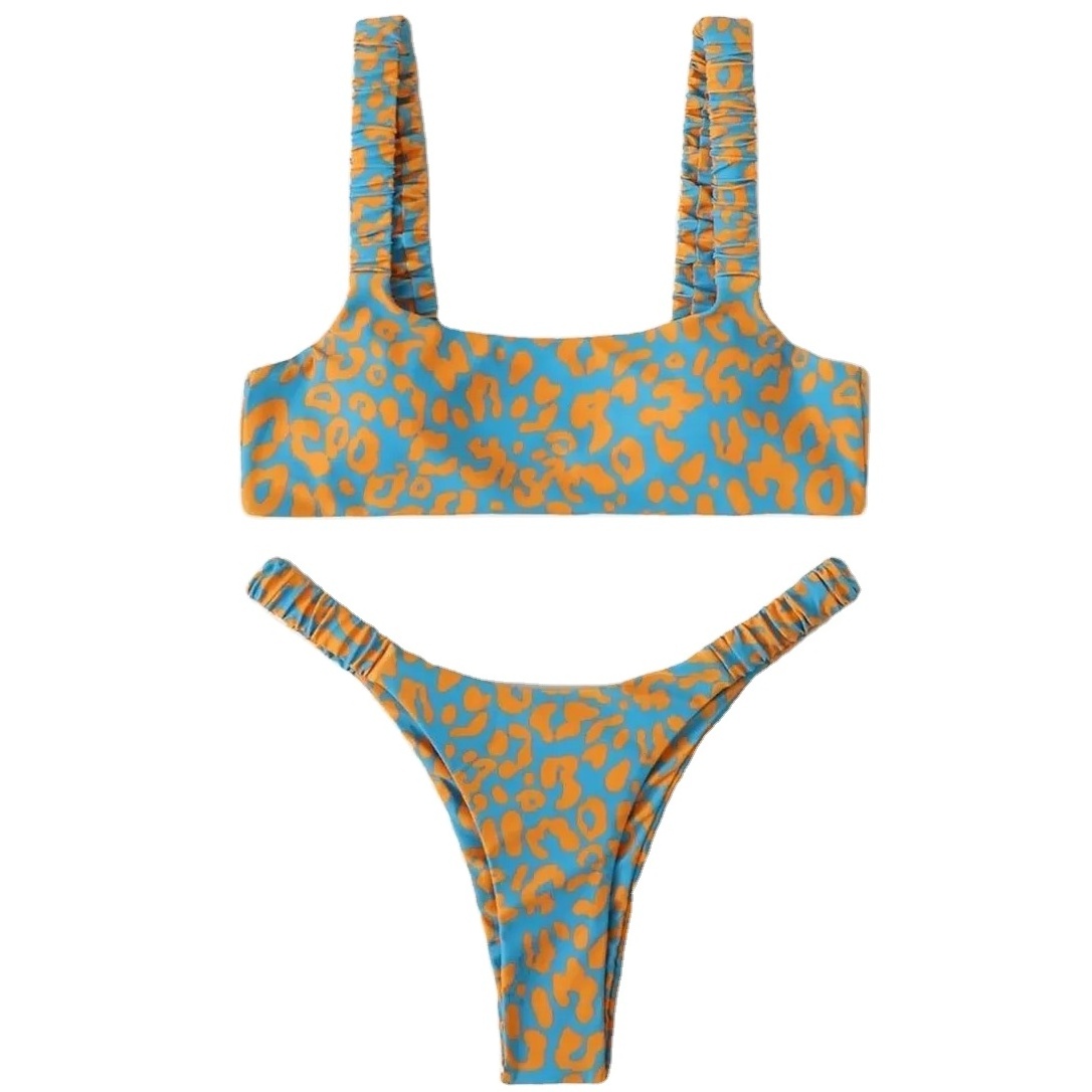 Sexy Micro Bikini 2023 Women Orange Leopard Push Up Padded Thong Swimsuit Female Cut Out Bathing Suit Swimwear Trajes De Banno