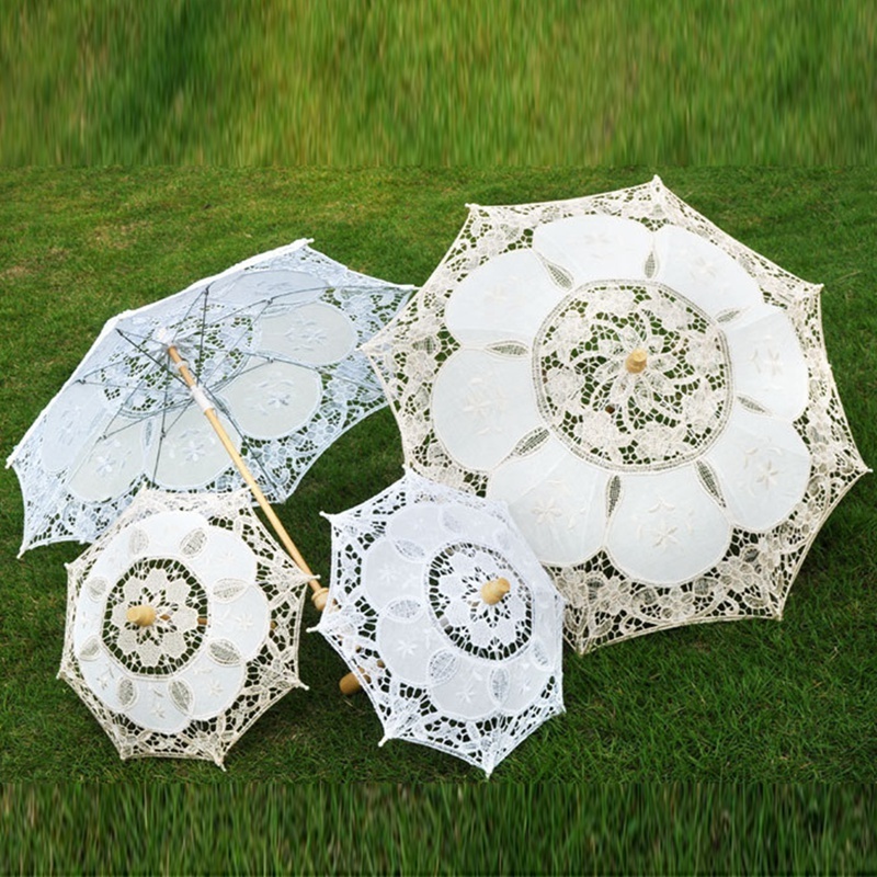 Lace wedding decoration Ins posing  castle fashion cosplay drama elegant Wooden handle umbrella